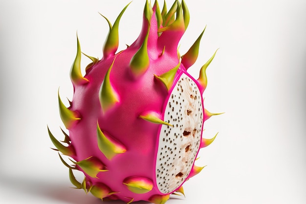 Isolated dragon fruit on a white backdrop