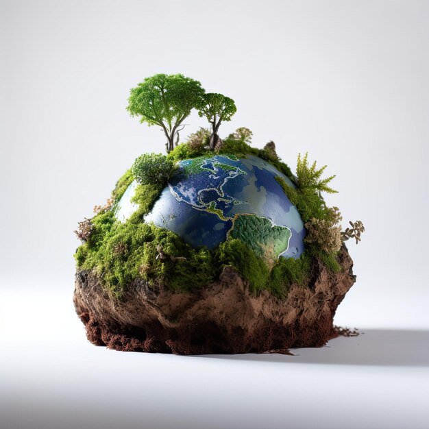 Isolated earth model with soil and germinating growth