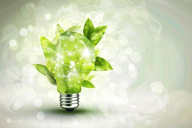 Изолированная эко-энергетическая лампочка зеленая энергия премиум-эпс графика