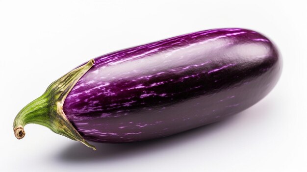 Photo isolated eggplant one fresh eggplant with stem