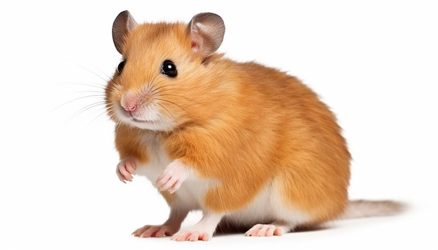 Photo isolated elevation side view of a hamster