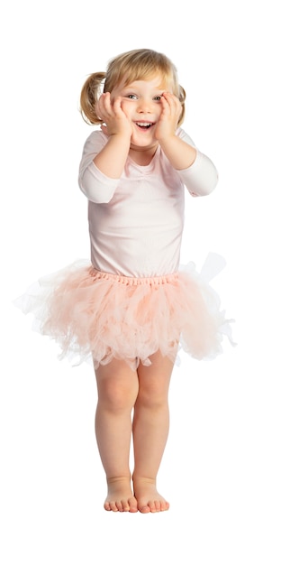 Isolated female child with tutu