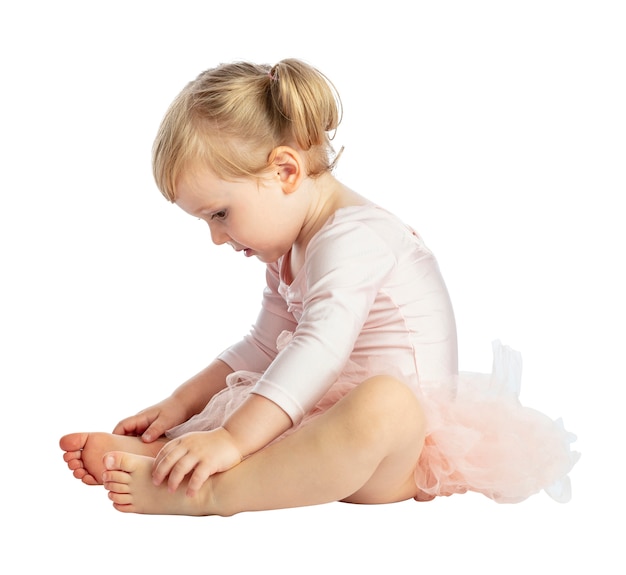 Isolated female child with tutu