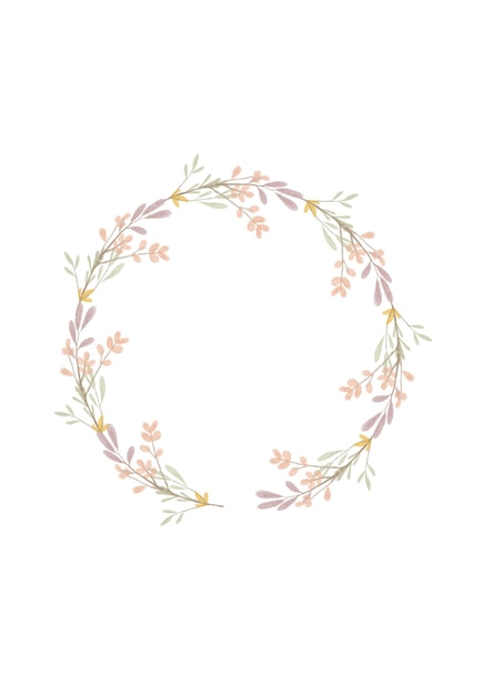 Isolated floral wreath hand drawn element