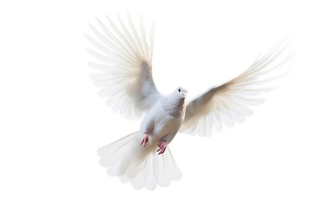 Isolated Flying Dove on transparent Background AI