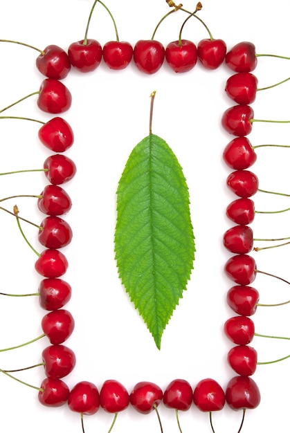 Isolated frame of sweet cherries