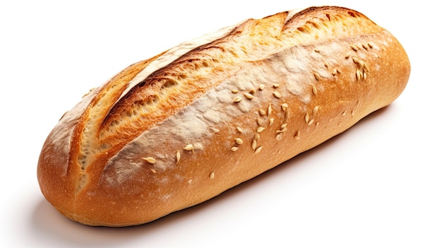 Isolated French Loaf Bread on White Background with Enhancing Golden Seed Sprinkles for Delicious