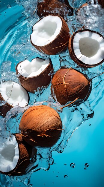 Photo isolated fresh coconut fruit background coco nut tropical exotic half milk food closeup