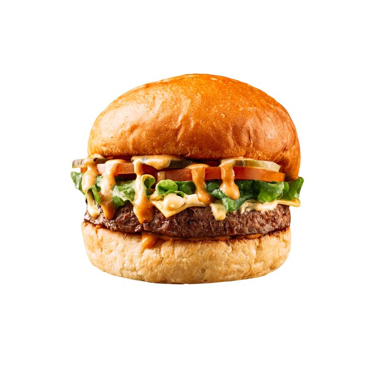 Photo isolated fresh grilled american cheeseburger