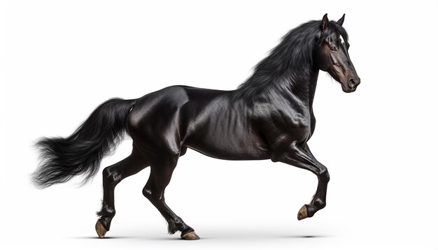 Isolated Front View of Black Horse Running