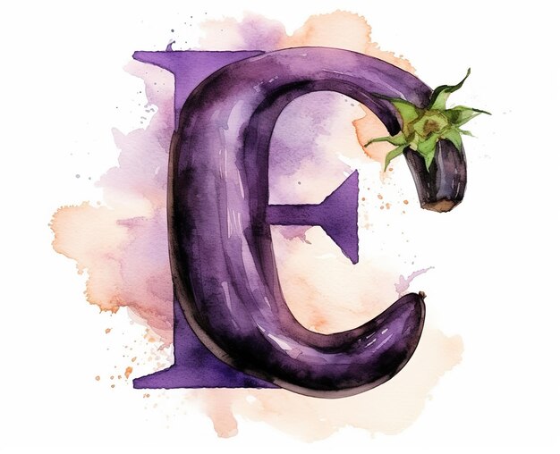 Photo isolated fruit alphabet for the kids e for eggplant