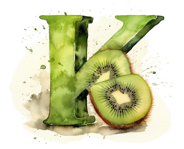 Isolated fruit alphabet for the kids K for kiwi