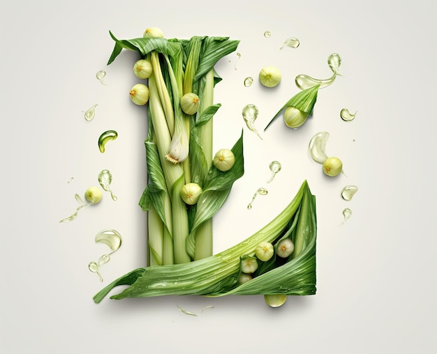 Isolated fruit alphabet for the kids L for leek