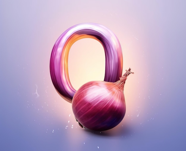 Isolated fruit alphabet for the kids O for onion