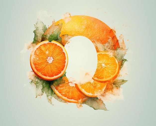 子供のための孤立したフルーツのアルファベット O オレンジ
