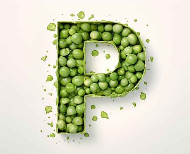 Isolated fruit alphabet for the kids P for peas