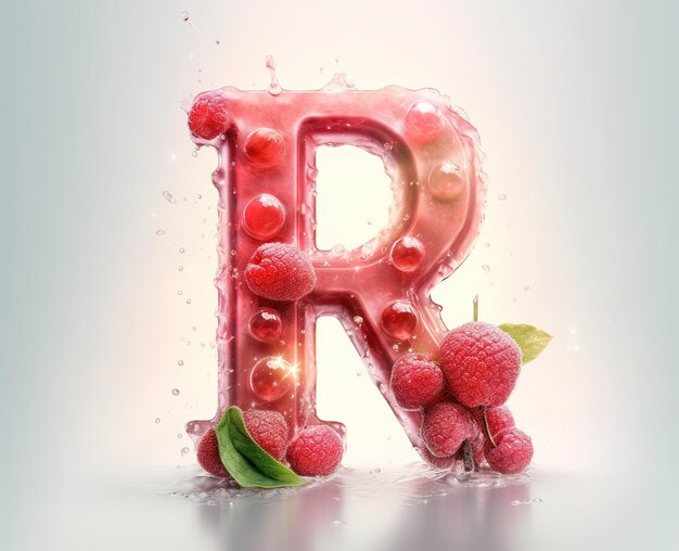Photo isolated fruit alphabet for the kids r for raspberry