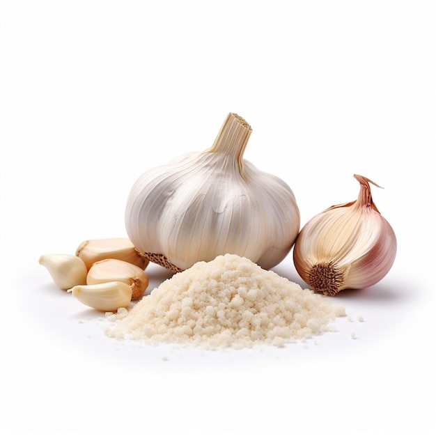 Premium AI Image Isolated garlic clove and garlic powder