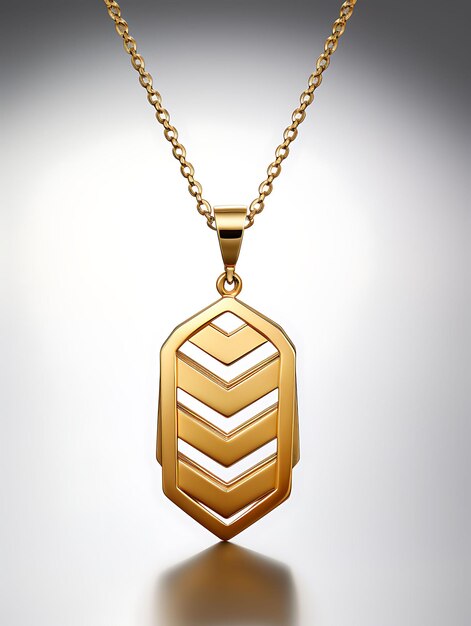 Isolated of Geometric Hexagon Pendant Contemporary Necklace Gold Plated Clipart Game Asset Concept