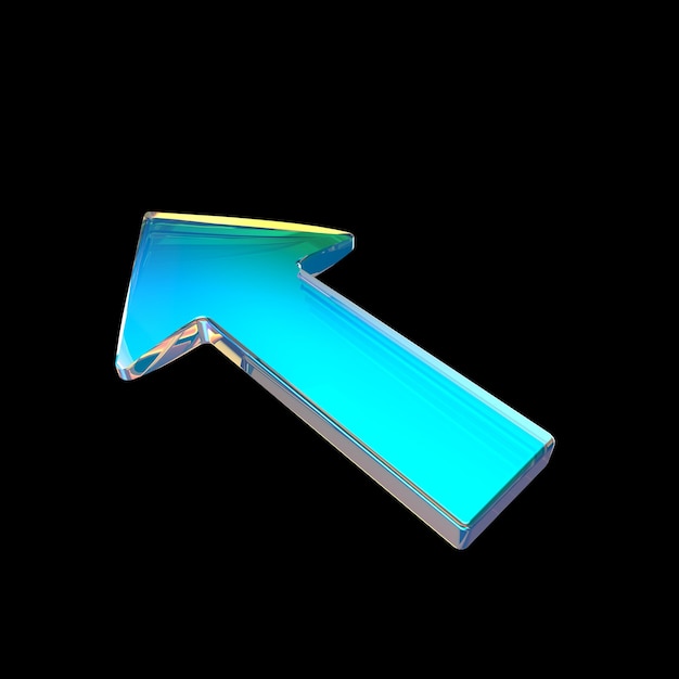 Isolated glass crystal arrow 3d illustration rendering