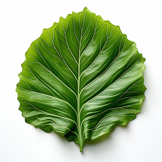 Isolated of a Glossy Camellia Leaf With Ruffled Edg Leaf Decoration on White Background