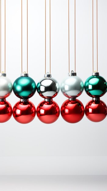 Isolated glossy christmas decoration lined up AIgenerated