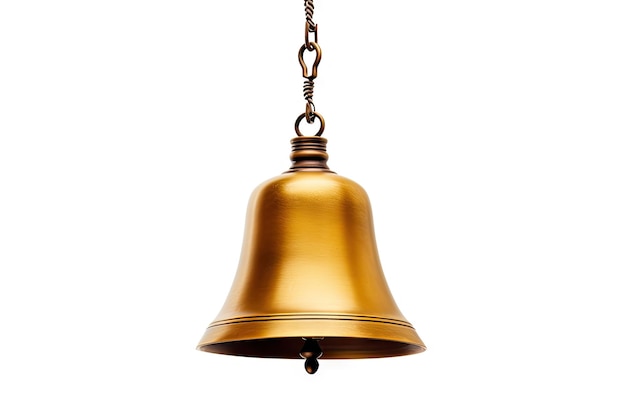 Isolated gold bell on white background with clipping path