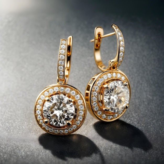 Isolated Gold and Diamond Earrings