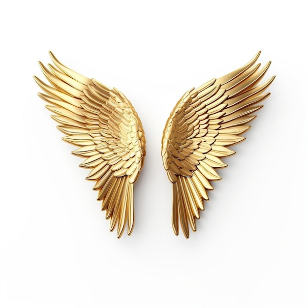 Isolated Golden Wings on white Background AI