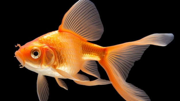 白い背景の上の孤立した金魚