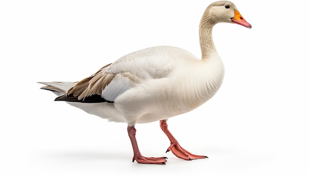 Isolated Goose in Front View at Elevated Angle