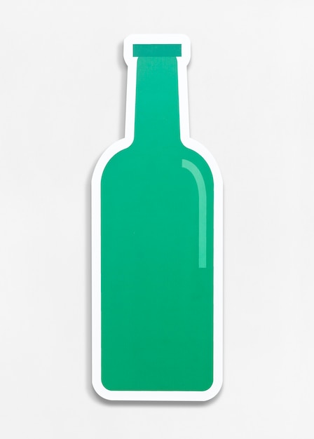 Photo isolated green glass bottle illustration