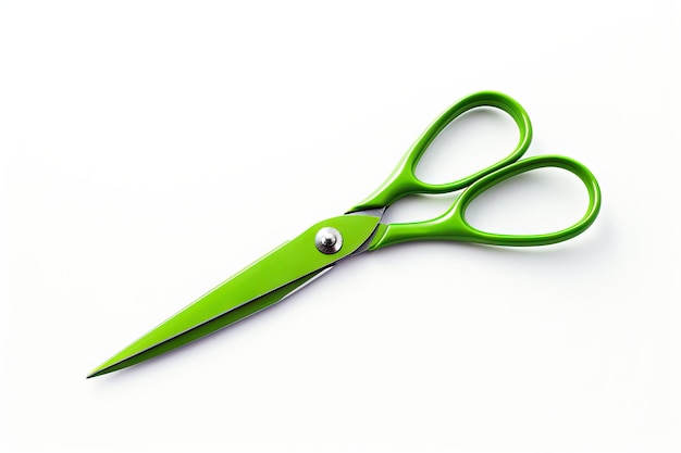 Isolated green scissors on white