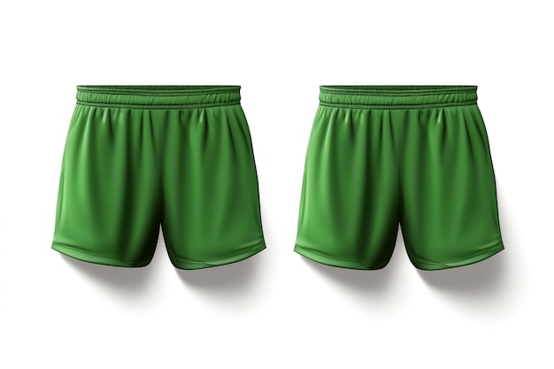 Isolated Green Sport Shorts for Men and Women isolated on white background Generative Ai