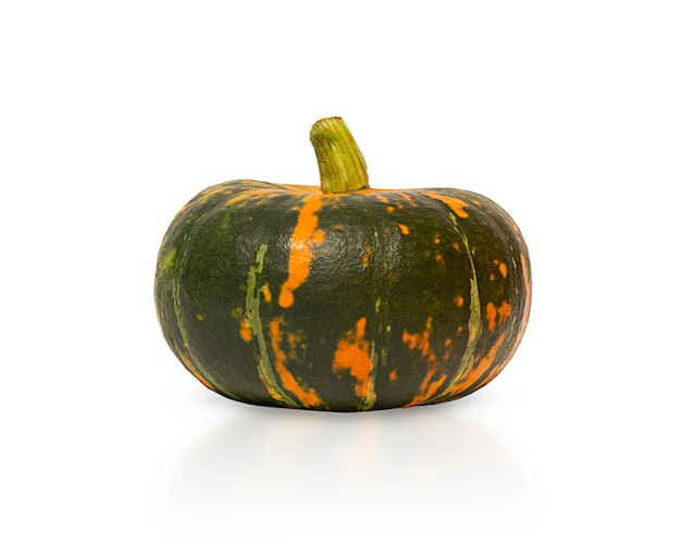 Photo isolated green-yellow pumpkin on white background