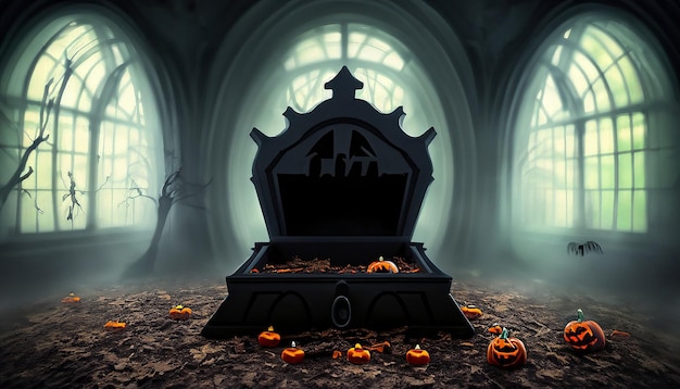 isolated halloween abandoned coffin