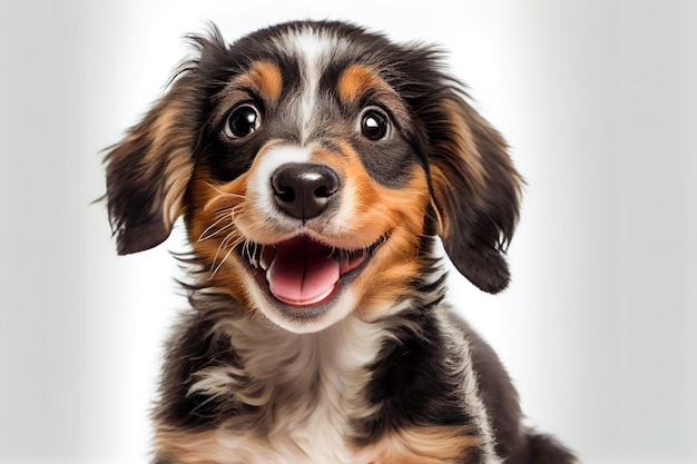 Foto ritratto di sfondo bianco cane sorridente felice isolato 6