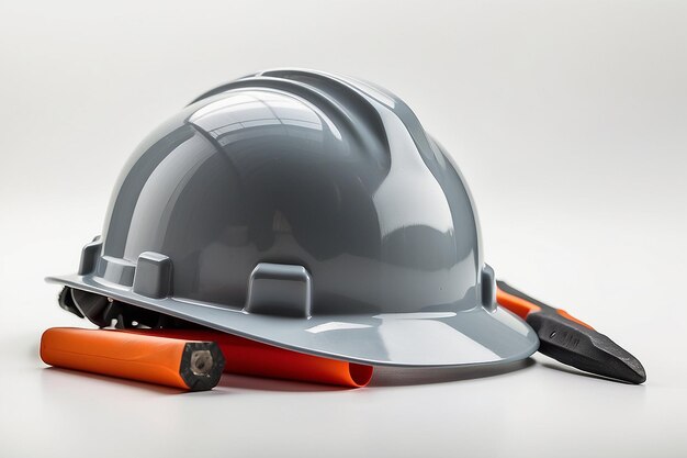 Photo isolated hard hat with tools on white