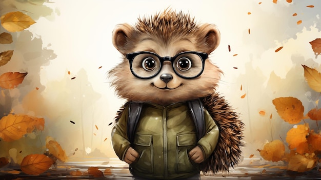 Isolated hedgehog in the style cartoon