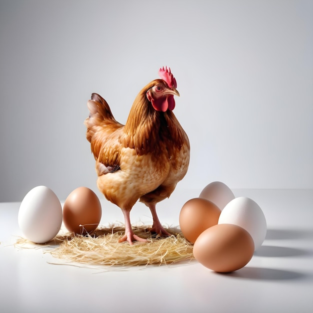 isolated hen and egg