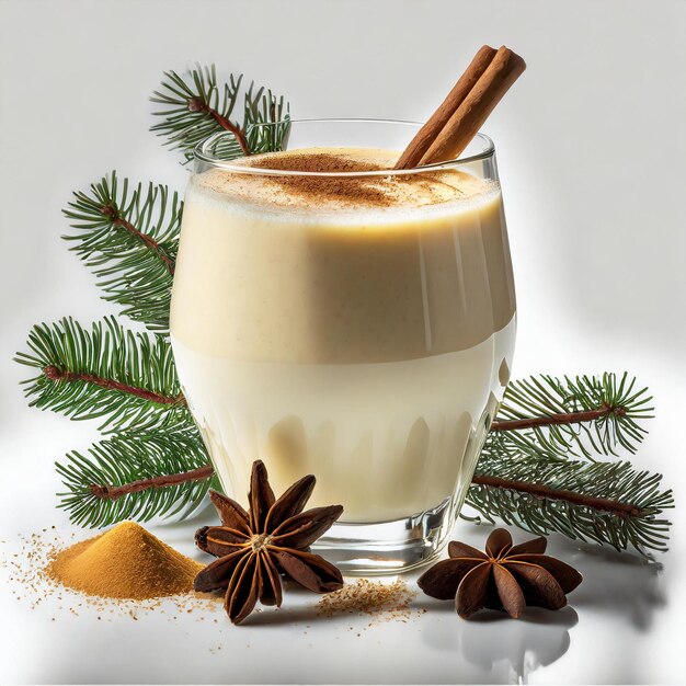 Isolated holiday nectar eggnog standing alone in pure white splendor