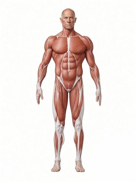 白い背景の孤立した人体の筋肉