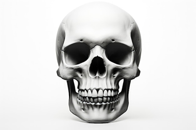 Изолированный человеческий череп на белом фоне с обтравочным контуром