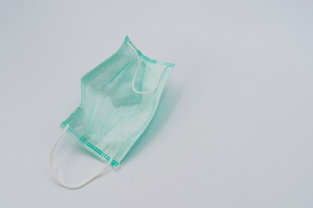 Isolated Hygienic Mask green color in studio light on white background