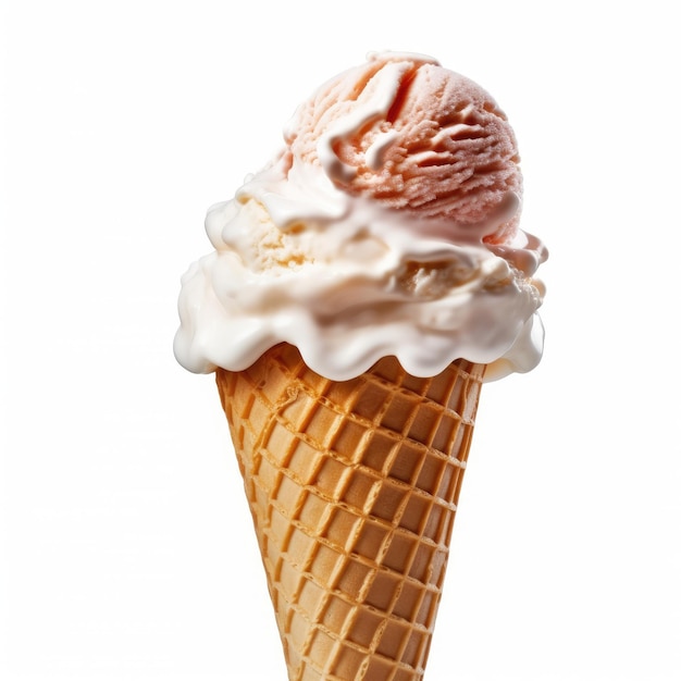 Isolated Ice Cream Cone on White Background Yummy and Delicious Treat