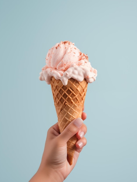 Photo isolated ice cream cone on the white simple background