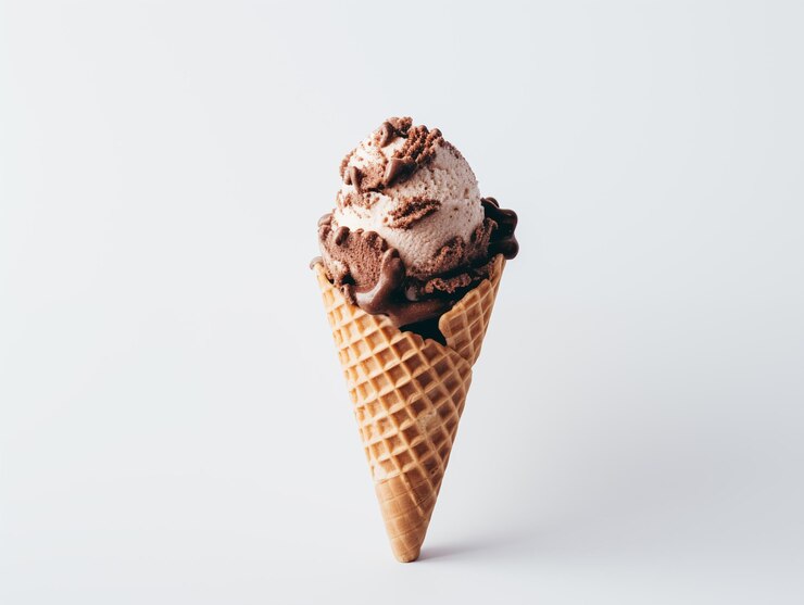 Photo isolated ice cream cone on the white simple background
