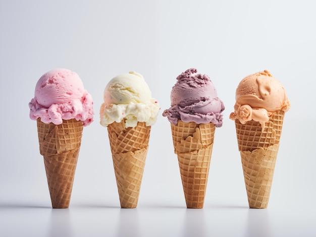 Foto cono di gelato isolato su uno sfondo bianco semplice