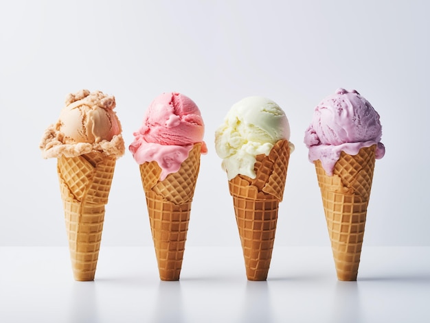 Foto cono di gelato isolato su uno sfondo bianco semplice