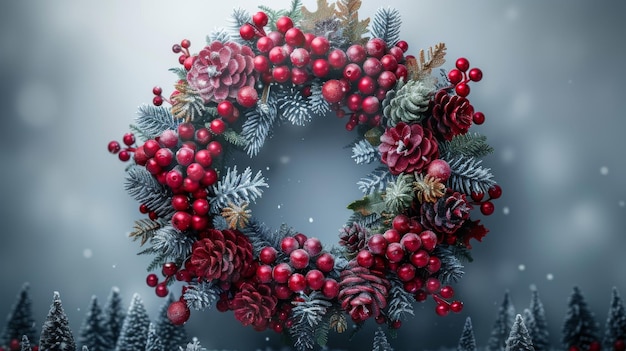 Isolated illustration of a beautiful Christmas wreath